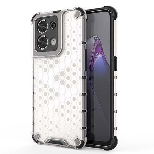 Silicone Transparent Frame Case Cover 360 Degrees AM1 for Oppo Reno9 Pro 5G White