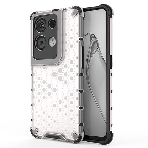 Silicone Transparent Frame Case Cover 360 Degrees AM1 for Oppo Reno9 Pro+ Plus 5G White