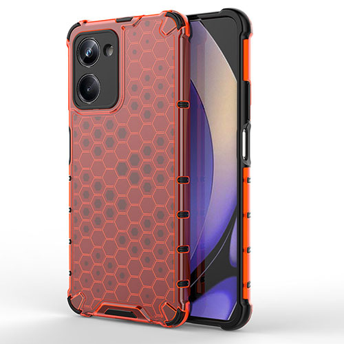 Silicone Transparent Frame Case Cover 360 Degrees AM1 for Realme 10 Pro 5G Red