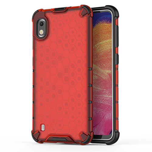 Silicone Transparent Frame Case Cover 360 Degrees AM1 for Samsung Galaxy A10 Red