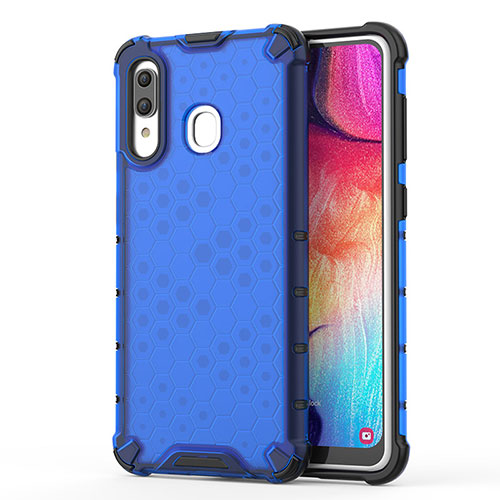 Silicone Transparent Frame Case Cover 360 Degrees AM1 for Samsung Galaxy A20 Blue