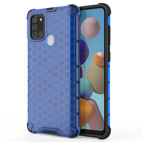 Silicone Transparent Frame Case Cover 360 Degrees AM1 for Samsung Galaxy A21s Blue
