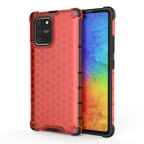 Silicone Transparent Frame Case Cover 360 Degrees AM1 for Samsung Galaxy A91 Red