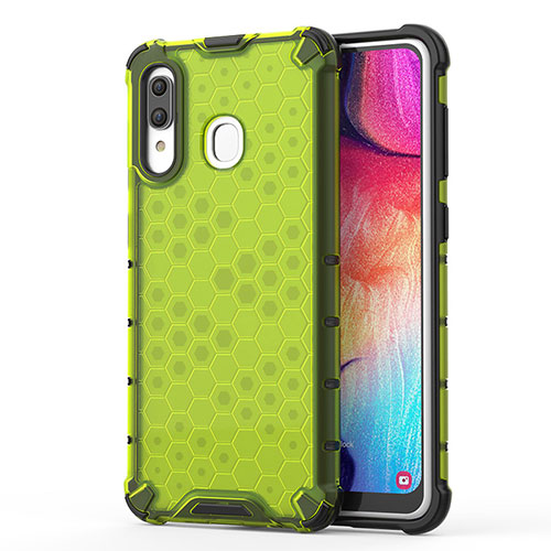 Silicone Transparent Frame Case Cover 360 Degrees AM1 for Samsung Galaxy M10S Green