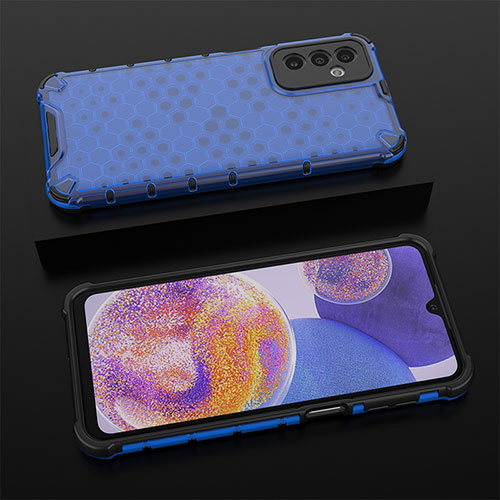 Silicone Transparent Frame Case Cover 360 Degrees AM1 for Samsung Galaxy M23 5G Blue