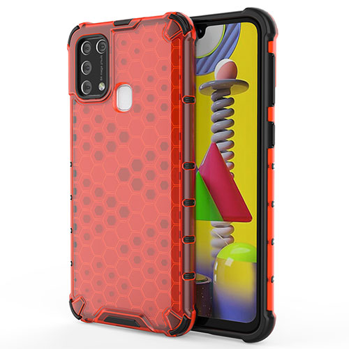 Silicone Transparent Frame Case Cover 360 Degrees AM1 for Samsung Galaxy M31 Prime Edition Red