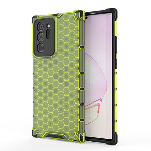 Silicone Transparent Frame Case Cover 360 Degrees AM1 for Samsung Galaxy Note 20 Ultra 5G Green