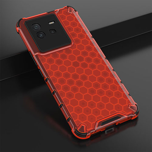 Silicone Transparent Frame Case Cover 360 Degrees AM1 for Vivo iQOO Neo6 SE 5G Red