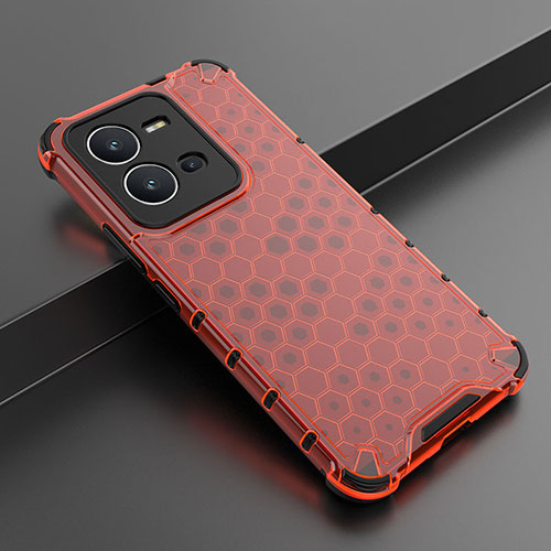 Silicone Transparent Frame Case Cover 360 Degrees AM1 for Vivo X80 Lite 5G Red