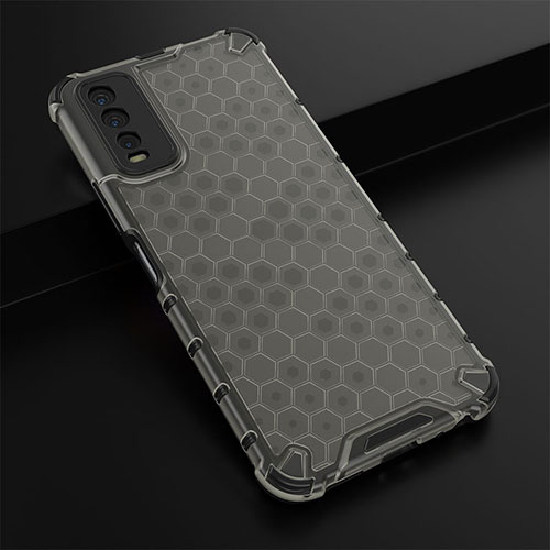 Silicone Transparent Frame Case Cover 360 Degrees AM1 for Vivo Y11s Black