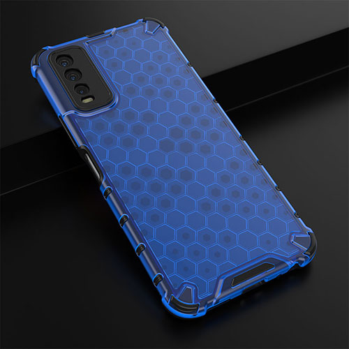 Silicone Transparent Frame Case Cover 360 Degrees AM1 for Vivo Y20s Blue