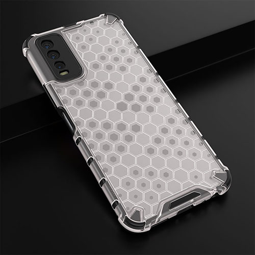 Silicone Transparent Frame Case Cover 360 Degrees AM1 for Vivo Y20s White