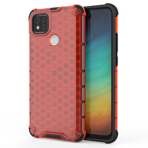 Silicone Transparent Frame Case Cover 360 Degrees AM1 for Xiaomi Redmi 9 India Red
