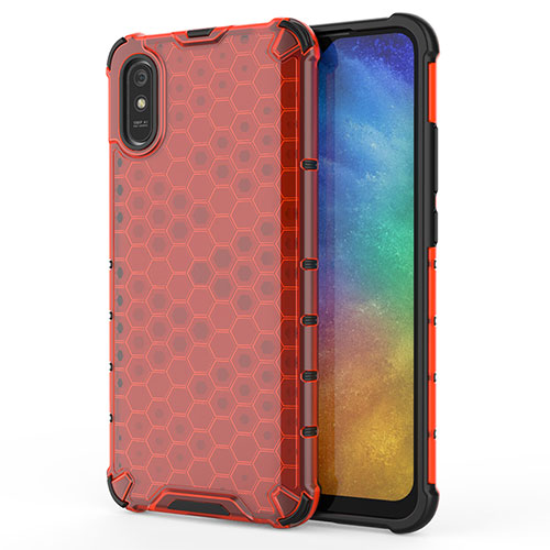 Silicone Transparent Frame Case Cover 360 Degrees AM1 for Xiaomi Redmi 9i Red