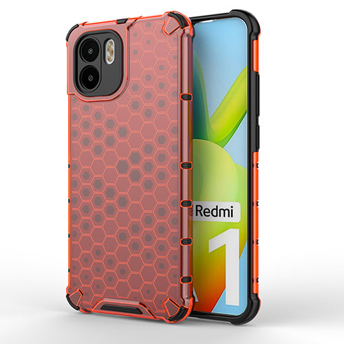 Silicone Transparent Frame Case Cover 360 Degrees AM1 for Xiaomi Redmi A1 Red