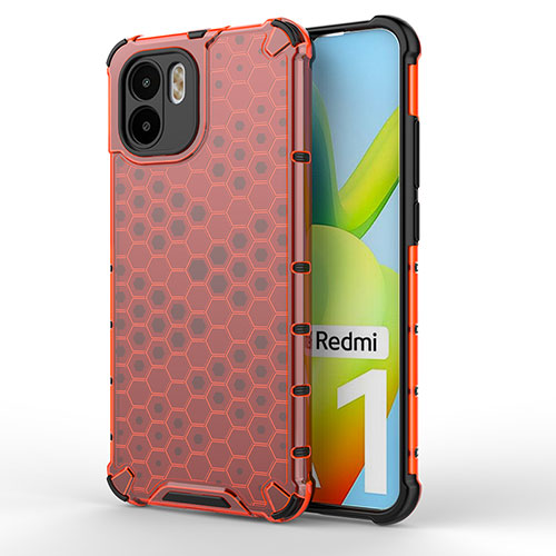 Silicone Transparent Frame Case Cover 360 Degrees AM1 for Xiaomi Redmi A2 Red