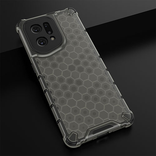 Silicone Transparent Frame Case Cover 360 Degrees AM2 for Oppo Find X5 5G Black
