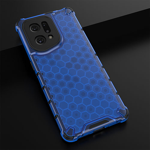 Silicone Transparent Frame Case Cover 360 Degrees AM2 for Oppo Find X5 5G Blue
