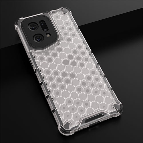 Silicone Transparent Frame Case Cover 360 Degrees AM2 for Oppo Find X5 5G White