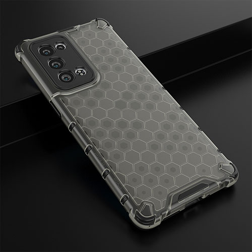 Silicone Transparent Frame Case Cover 360 Degrees AM2 for Oppo Reno6 Pro+ Plus 5G Black