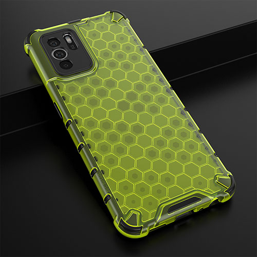 Silicone Transparent Frame Case Cover 360 Degrees AM2 for Oppo Reno6 Z 5G Green