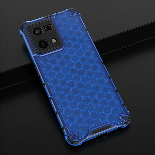 Silicone Transparent Frame Case Cover 360 Degrees AM2 for Oppo Reno7 4G Blue