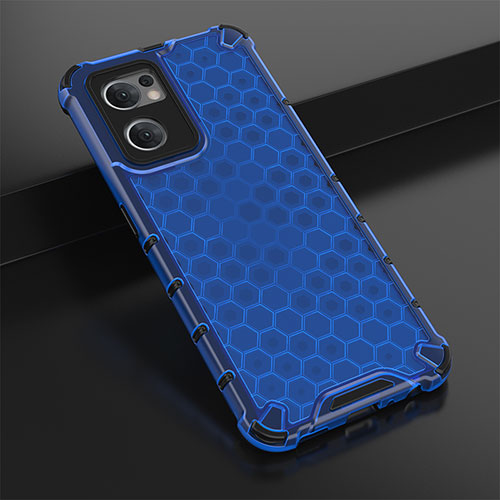 Silicone Transparent Frame Case Cover 360 Degrees AM2 for Oppo Reno7 5G Blue