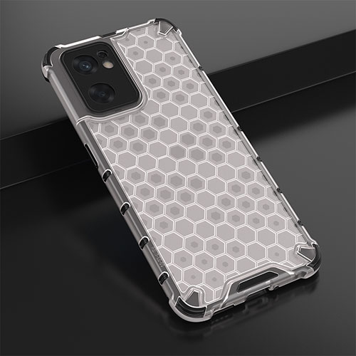Silicone Transparent Frame Case Cover 360 Degrees AM2 for Oppo Reno7 SE 5G White