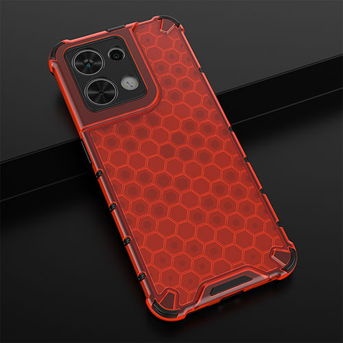 Silicone Transparent Frame Case Cover 360 Degrees AM2 for Oppo Reno8 5G Red