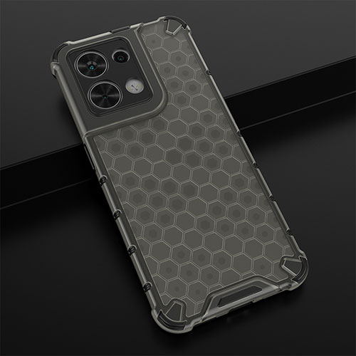 Silicone Transparent Frame Case Cover 360 Degrees AM2 for Oppo Reno9 Pro 5G Black
