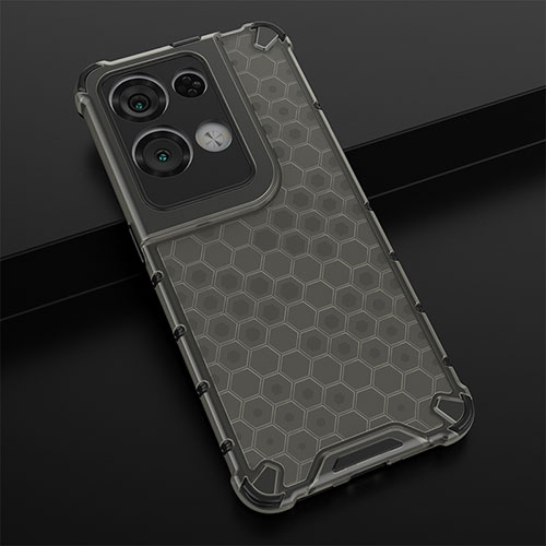 Silicone Transparent Frame Case Cover 360 Degrees AM2 for Oppo Reno9 Pro+ Plus 5G Black