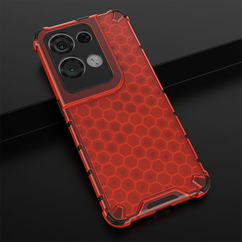 Silicone Transparent Frame Case Cover 360 Degrees AM2 for Oppo Reno9 Pro+ Plus 5G Red