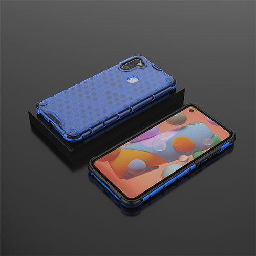 Silicone Transparent Frame Case Cover 360 Degrees AM2 for Samsung Galaxy A11 Blue