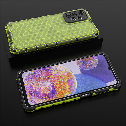 Silicone Transparent Frame Case Cover 360 Degrees AM2 for Samsung Galaxy A23 5G Green