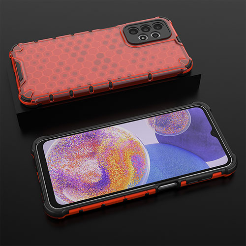 Silicone Transparent Frame Case Cover 360 Degrees AM2 for Samsung Galaxy A23 5G Red