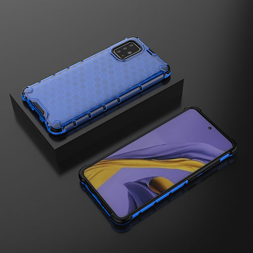 Silicone Transparent Frame Case Cover 360 Degrees AM2 for Samsung Galaxy A51 5G Blue