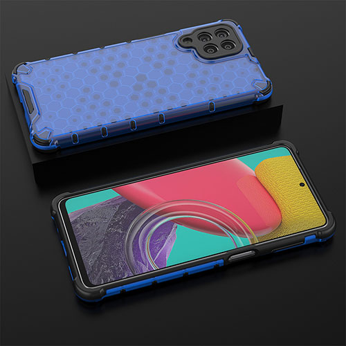 Silicone Transparent Frame Case Cover 360 Degrees AM2 for Samsung Galaxy M53 5G Blue