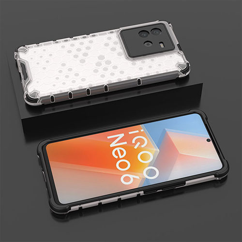 Silicone Transparent Frame Case Cover 360 Degrees AM2 for Vivo iQOO Neo6 SE 5G White