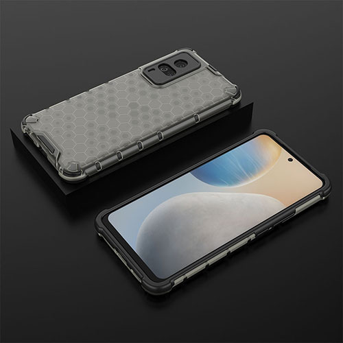 Silicone Transparent Frame Case Cover 360 Degrees AM2 for Vivo X60 Pro 5G Black