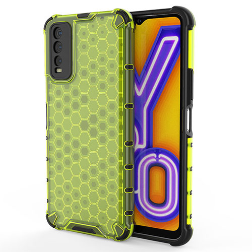 Silicone Transparent Frame Case Cover 360 Degrees AM2 for Vivo Y11s Green