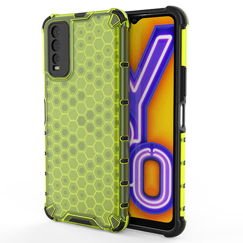 Silicone Transparent Frame Case Cover 360 Degrees AM2 for Vivo Y12s Green