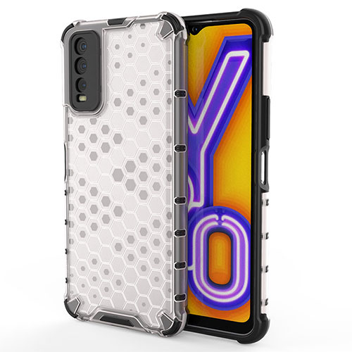 Silicone Transparent Frame Case Cover 360 Degrees AM2 for Vivo Y30 White