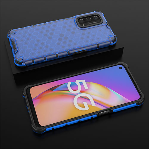 Silicone Transparent Frame Case Cover 360 Degrees AM3 for OnePlus Nord N200 5G Blue