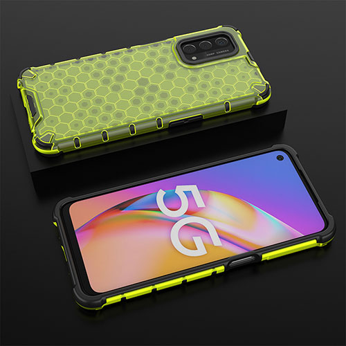 Silicone Transparent Frame Case Cover 360 Degrees AM3 for OnePlus Nord N200 5G Green