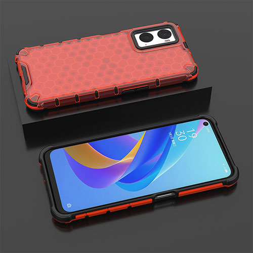 Silicone Transparent Frame Case Cover 360 Degrees AM3 for Oppo A76 Red