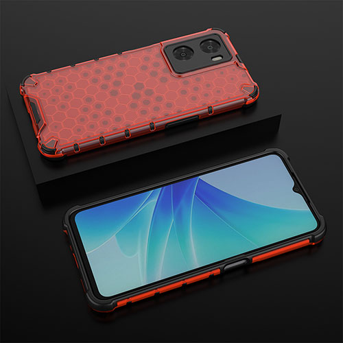 Silicone Transparent Frame Case Cover 360 Degrees AM3 for Oppo A77 4G Red