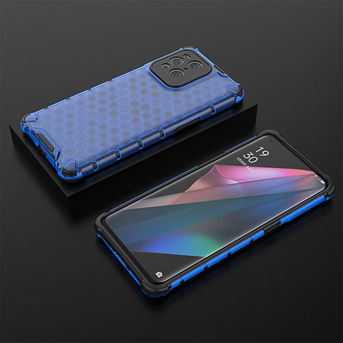 Silicone Transparent Frame Case Cover 360 Degrees AM3 for Oppo Find X3 Pro 5G Blue