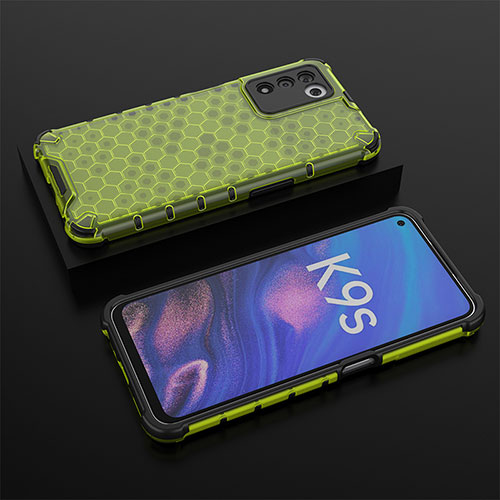 Silicone Transparent Frame Case Cover 360 Degrees AM3 for Oppo K9S 5G Green