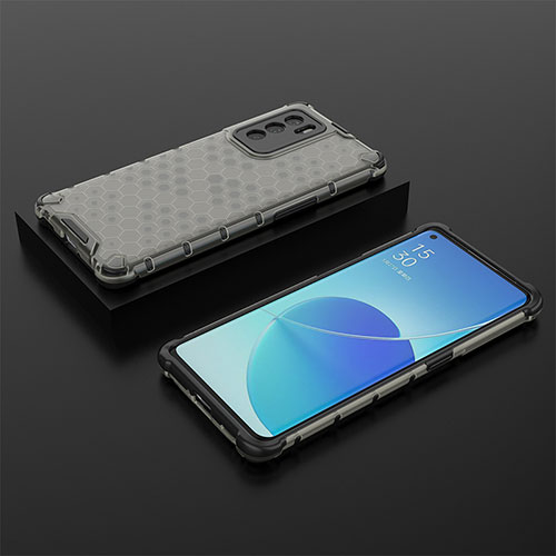 Silicone Transparent Frame Case Cover 360 Degrees AM3 for Oppo Reno6 Pro 5G India Black