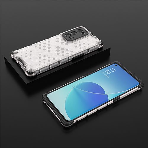 Silicone Transparent Frame Case Cover 360 Degrees AM3 for Oppo Reno6 Pro 5G White